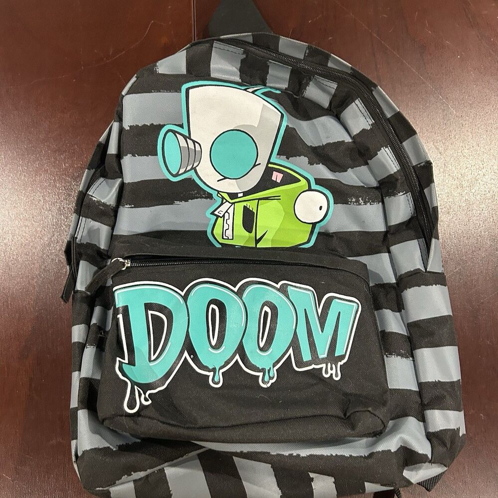 Vintage Invader Zim GIR “DOOM” Backpack Hoodie Hot Topic Y2K 2012 Zip Hood Bag